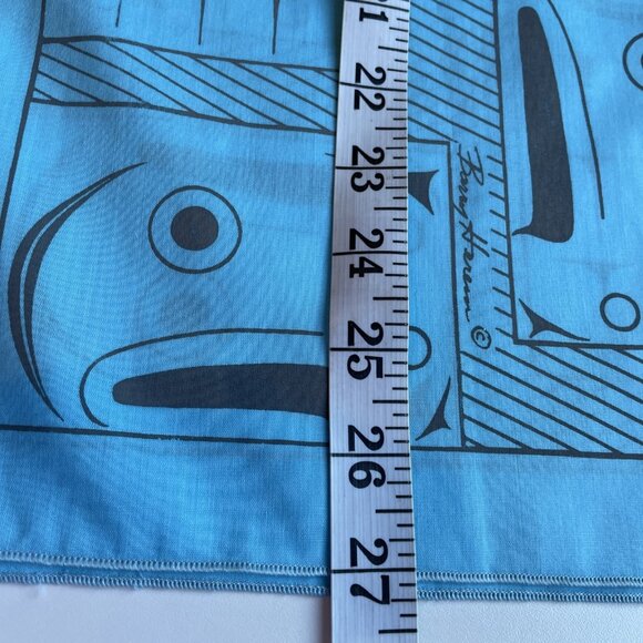 Vtg Barry Herem Scarf Blue1979 Northwest Coast Native Design Pacific 11 x 54” - Picture 8 of 9